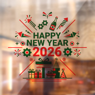 Happy New Year 2026 Celebration Window Cling