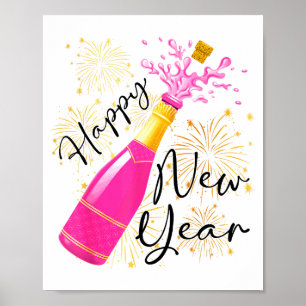 Happy New Year 2026 Champagne Happy New Years Eve Poster