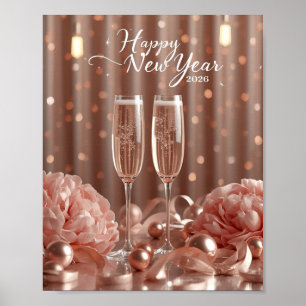 happy new year 2026 champagne sparkle poster