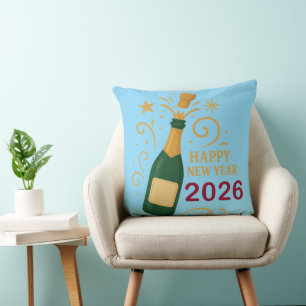 Happy New Year 2026 Champagne   Throw Pillow 20"