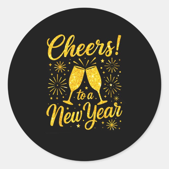 Happy New Year 2026 Cheers To A New Year Fireworks Classic Round Sticker (Front)