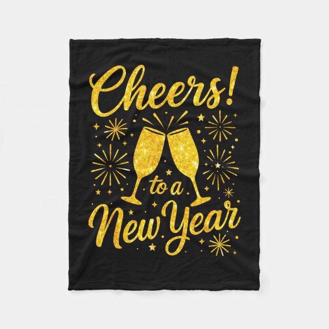 Happy New Year 2026 Cheers To A New Year Fireworks Fleece Blanket (Front)