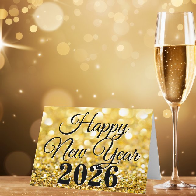 Happy New Year 2026 Chic Custom Gold Business Holiday Card (Creator Uploaded)