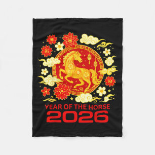 Happy New Year 2026 Chinese New Year Horse Zodiac Fleece Blanket