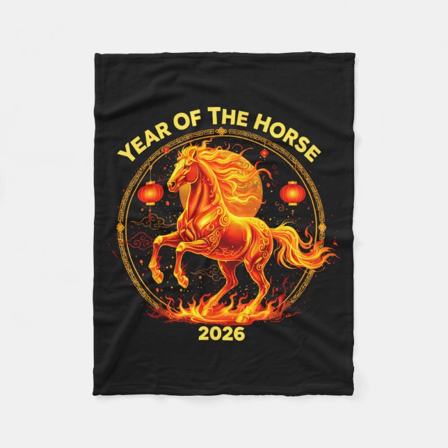 Happy New Year 2026 Chinese New Year Horse Zodiac  Fleece Blanket (Front)