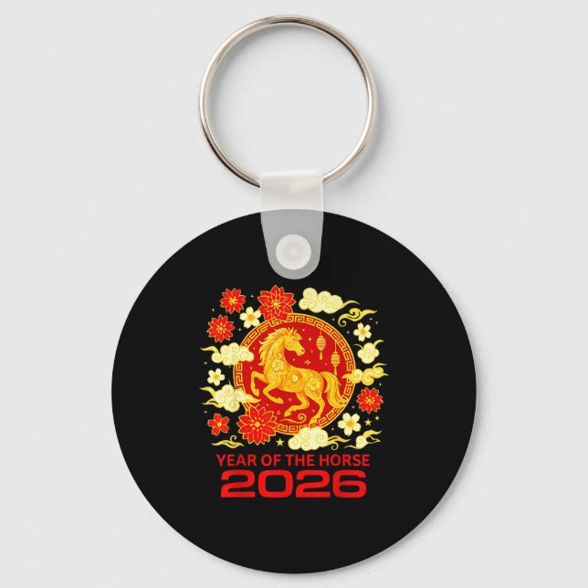 Happy New Year 2026 Chinese New Year Horse Zodiac  Key Ring (Front)