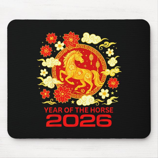 Happy New Year 2026 Chinese New Year Horse Zodiac  Mouse Mat (Front)