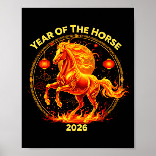 Happy New Year 2026 Chinese New Year Horse Zodiac  Poster