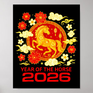 Happy New Year 2026 Chinese New Year Horse Zodiac  Poster