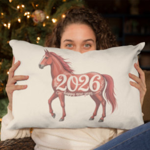 Happy New Year 2026 Chinese Red Horse Decorative Cushion
