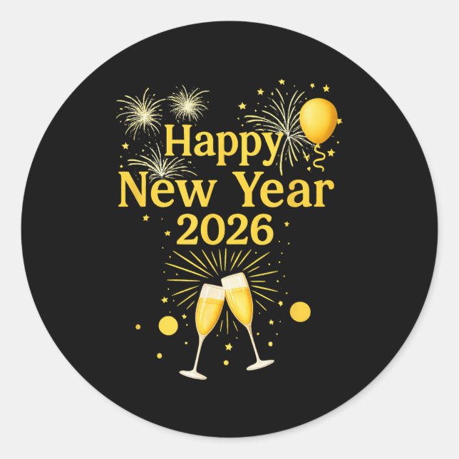 Happy New Year 2026  Classic Round Sticker (Front)