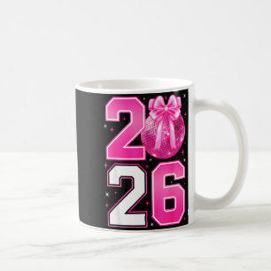 Happy New Year 2026 Coquette Bow &amp; Disco Ball  Coffee Mug