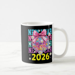 Happy New Year 2026 Coquette Bow &amp; Disco Ball  Coffee Mug