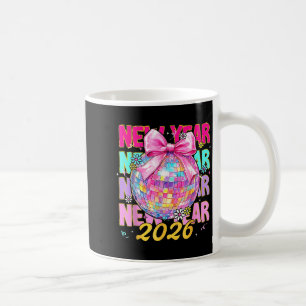 Happy New Year 2026 Coquette Bow &amp; Disco Ball  Coffee Mug