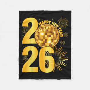 Happy New Year 2026 Coquette Bow Disco Ball New Ye Fleece Blanket