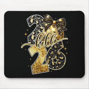 Happy New Year 2026 Coquette Bow Golden Family Mat Mouse Mat