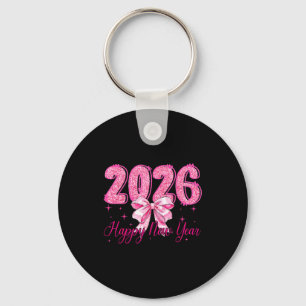 Happy New Year 2026 Coquette Bow New Years Eve Par Key Ring