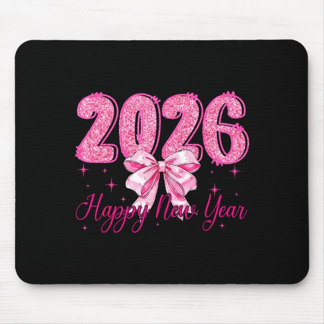 Happy New Year 2026 Coquette Bow New Years Eve Par Mouse Mat (Front)