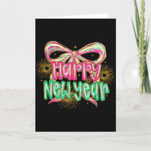 Happy New Year 2026 Coquette Bow Vintage Funny Gif Card