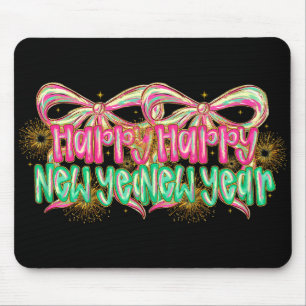Happy New Year 2026 Coquette Bow Vintage Funny Gif Mouse Mat