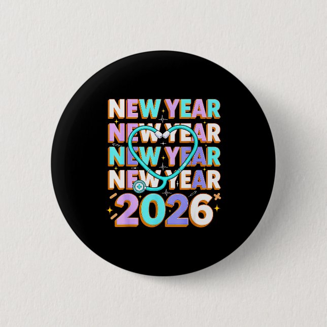 Happy New Year 2026 Coquette Bows New Years Nurse  6 Cm Round Badge (Front)