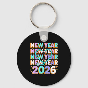 Happy New Year 2026 Coquette Bows New Years Nurse Key Ring