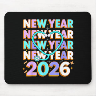 Happy New Year 2026 Coquette Bows New Years Nurse Mouse Mat