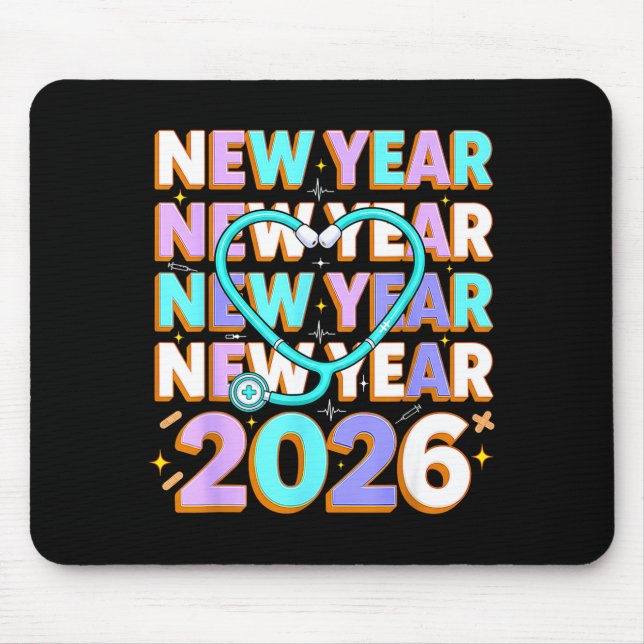 Happy New Year 2026 Coquette Bows New Years Nurse  Mouse Mat (Front)