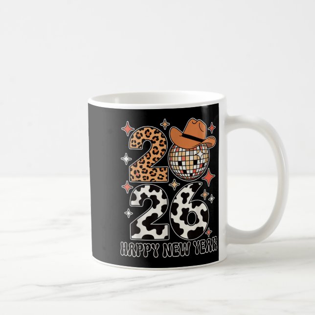 Happy New Year 2026 Cowgirl Disco Ball Western Leo Coffee Mug (Right)