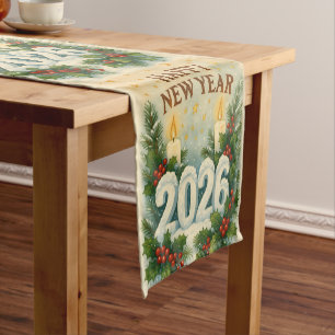 happy new year 2026 cozy table runner