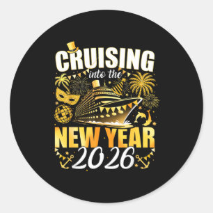 Happy New Year 2026 Cruising Into The New Year 202 Classic Round Sticker
