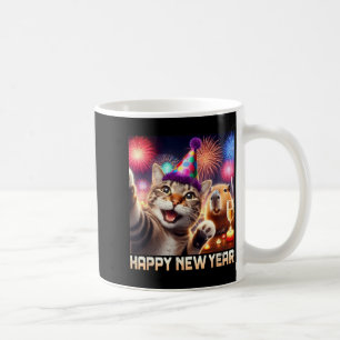 Happy New Year 2026 Cute Cat Capybara Party Art  Coffee Mug