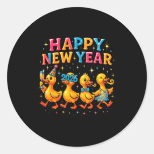 Happy New Year 2026 Cute Duck Party Gift  Classic Round Sticker