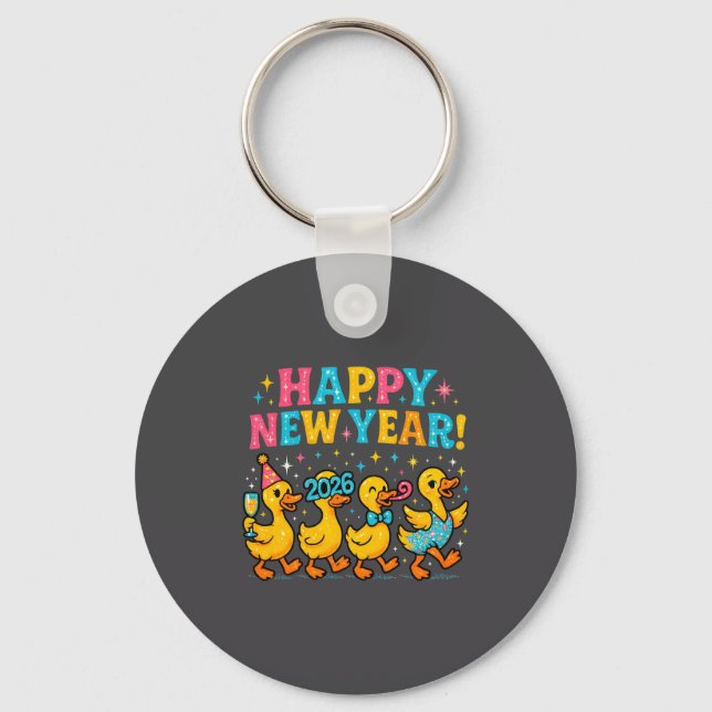 Happy New Year 2026 Cute Duck Party Gift Long Slee Key Ring (Front)