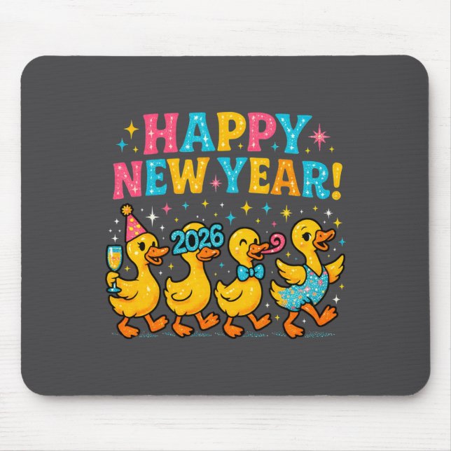 Happy New Year 2026 Cute Duck Party Gift Long Slee Mouse Mat (Front)