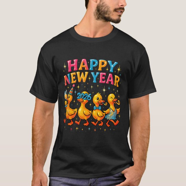 Happy New Year 2026 Cute Duck Party Gift  T-Shirt (Front)