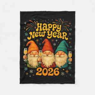Happy New Year 2026 Cute Gnome Party Gift  Fleece Blanket