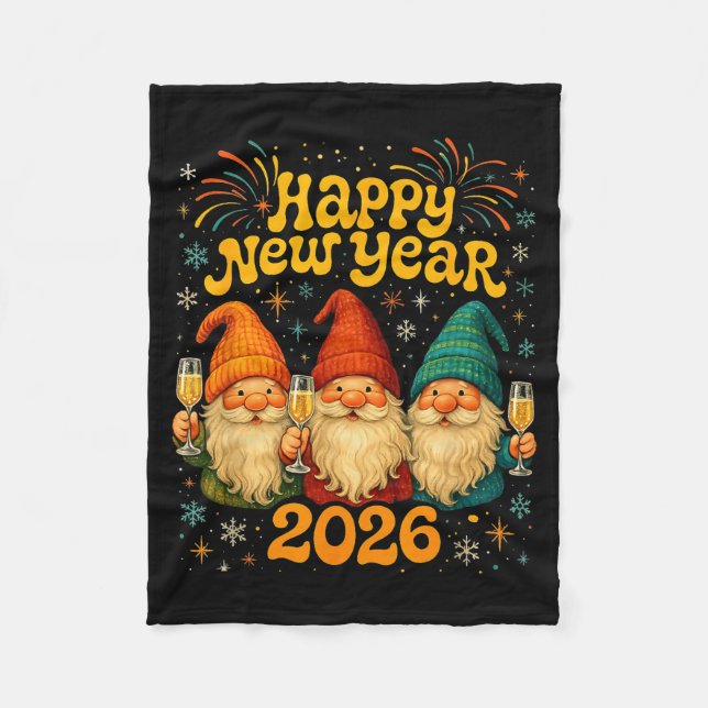 Happy New Year 2026 Cute Gnome Party Gift  Fleece Blanket (Front)