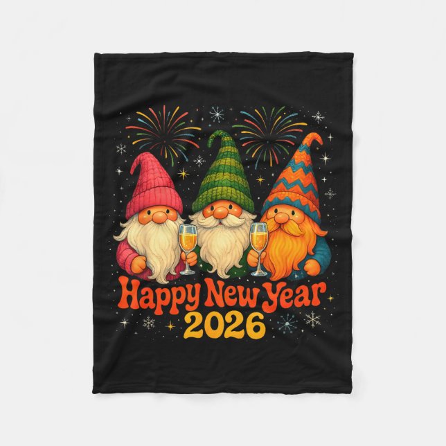 Happy New Year 2026 Cute Gnome Party Gift  Fleece Blanket (Front)