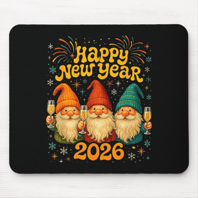 Happy New Year 2026 Cute Gnome Party Gift  Mouse Mat (Front)