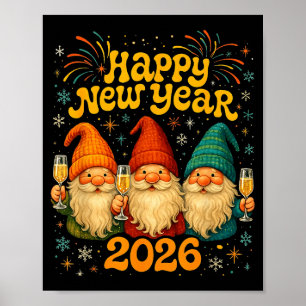 Happy New Year 2026 Cute Gnome Party Gift Poster