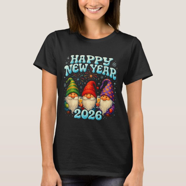 Happy New Year 2026 Cute Gnome Party Gift  T-Shirt (Front)