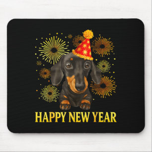 Happy New Year 2026 Dachshund Fireworks New Years  Mouse Mat