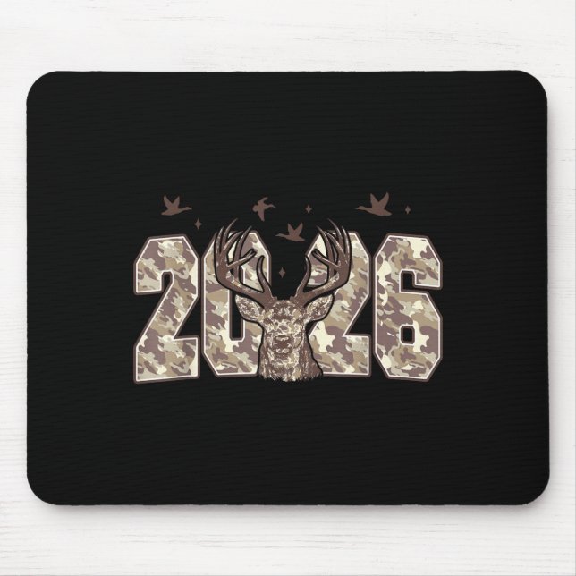 Happy New Year 2026 Deer Buck Hunting Camo Camoufl Mouse Mat (Front)