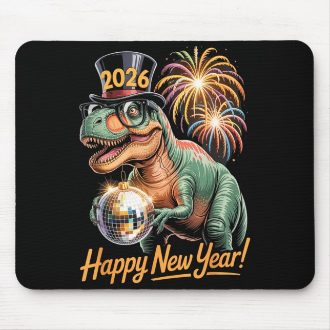 Happy New Year 2026 Dinosaur Funny T-rex Tee For K Mouse Mat (Front)
