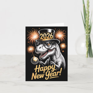 Happy New Year 2026 Dinosaur Funny T-rex Tee For K Thank You Card