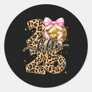 Happy New Year 2026 Disco Ball Bow New Year's Eve  Classic Round Sticker