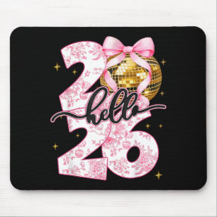 Happy New Year 2026 Disco Ball Bow New Year's Eve  Mouse Mat