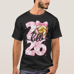 Happy New Year 2026 Disco Ball Bow New Year's Eve  T-Shirt