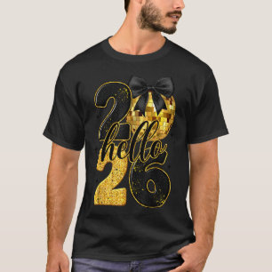 Happy New Year 2026 Disco Ball Bow New Year's Eve T-Shirt